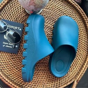 Free People Movement Teal Clog Slide Sandals Size 6